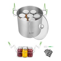 Canning Pot with Rack and Glass Lid 21 QT Stainless Steel Waterbath Canner - $2,086.90 MXN