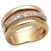 LOA900 Rose Gold Brass Ring AAA CZ Center Clear Size 9mm - $26.99
