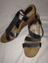 Eric Michael Women&#39;s Shoe Silver Stretch Espadrilles Jute Wedge Sz 40 / ... - £37.53 GBP