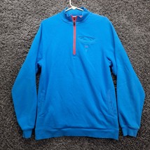 Under Armour Sweatshirt Women Medium Blue 1/4 Zip Pullover Loose Fit Fleece - £13.11 GBP