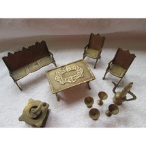 Brass plated play furniture, ten piece, couch, chairs, coffee table small pieces - £29.98 GBP