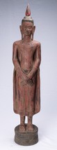Antique Khmer Style Wood Standing Thoughtful Sunday Buddha Statue - 105cm/45&quot; - £746.95 GBP