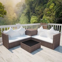 Outdoor Garden Patio Poly Rattan 4 Piece Lounge Furniture Set With Cushions - £510.82 GBP+