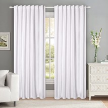 White (Set Of 2) Textured Fabric Window Curtain Panels With, And Bedroom. - £38.43 GBP