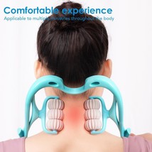 Home Portable Neck Massager 6 Roller Pressing Manual Massage Device Pain Relief - £11.98 GBP
