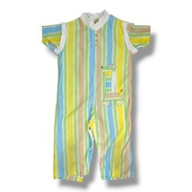 Vintage Tiny Tots Original Romper Baby Boy Girl Size 6m Green Striped Co... - £15.17 GBP
