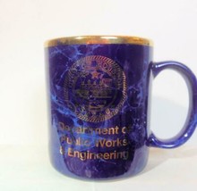 Houston Texas Department of Public &amp; Works and Engineering Cobalt Mug Gold Seal - £11.84 GBP