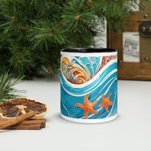 New Handcrafted Mug 11 oz Seaside Abstract Ocean Colors Mug with Color I... - £11.44 GBP