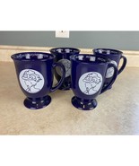 Avon Vintage Ceramic Cobalt Blue Footed 8 Oz Mug Set Of 4 - $18.99 CAD
