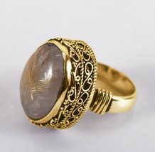 925 Silber Rutil Quarz Stein Handgefertigt Ring Silber / Rose Gold/Vergoldet - £48.43 GBP