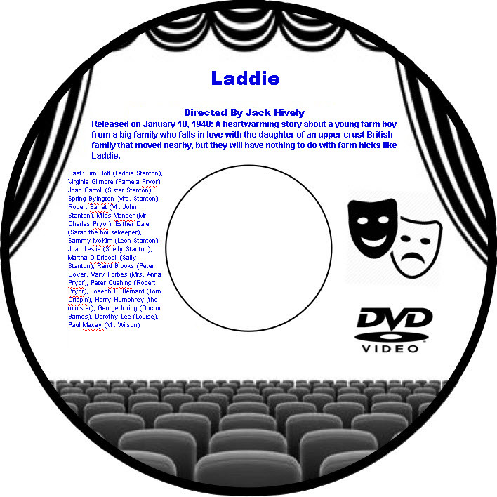 Laddie 1940 DVD Movie  Tim Holt Virginia Gilmore Joan Carroll Spring Byington