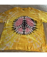 NEW Gildan Mens Yellow Black Pink Peace Sign Tie Dye Short Sleeve Shirt ... - $458.86 MXN