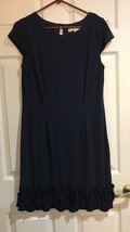 AA Studio Solid Navy Blue  Dress with Ruffle Hem Line Women&#39;s Size 12 - £12.41 GBP