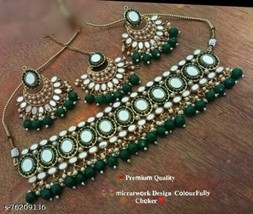 Indian Style Gold Plated Mirror Kundan Bridal Wedding Choker Necklace Jewelry - $37.83