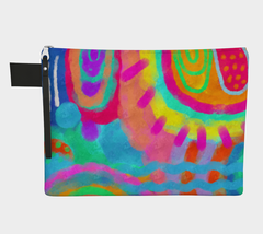 Colorful Abstract Art Canvas Cosmetics Bag Accessory Pouch Wristlet Clutch Bag - £35.31 GBP