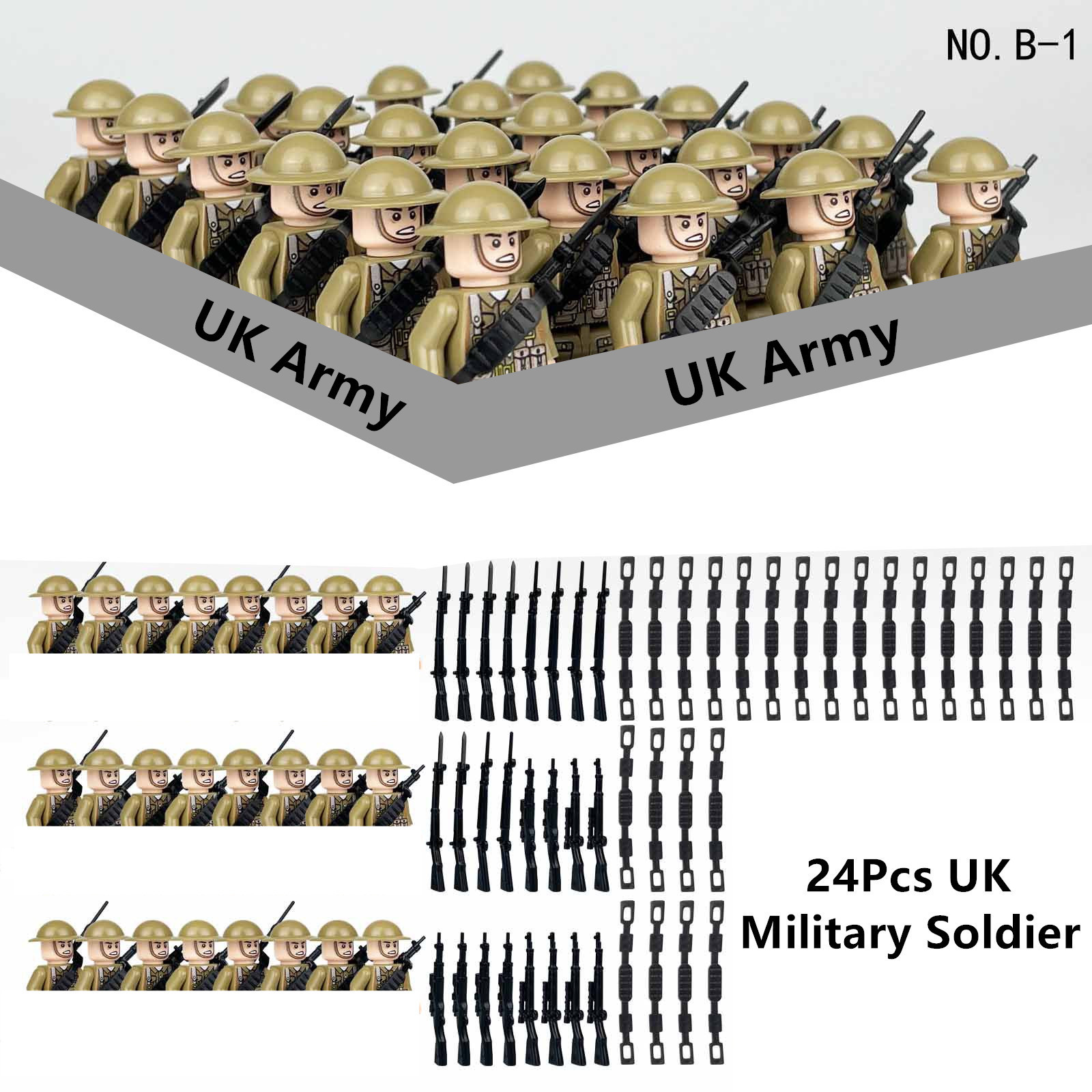 WW2 Military Figures Building Blocks Nation Army Soldiers Assemble Bricks DIY B1