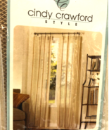 Cindy Crawford 84&quot; London SHEER Beige Rod Pocket Panel Curtain NEW - £11.68 GBP