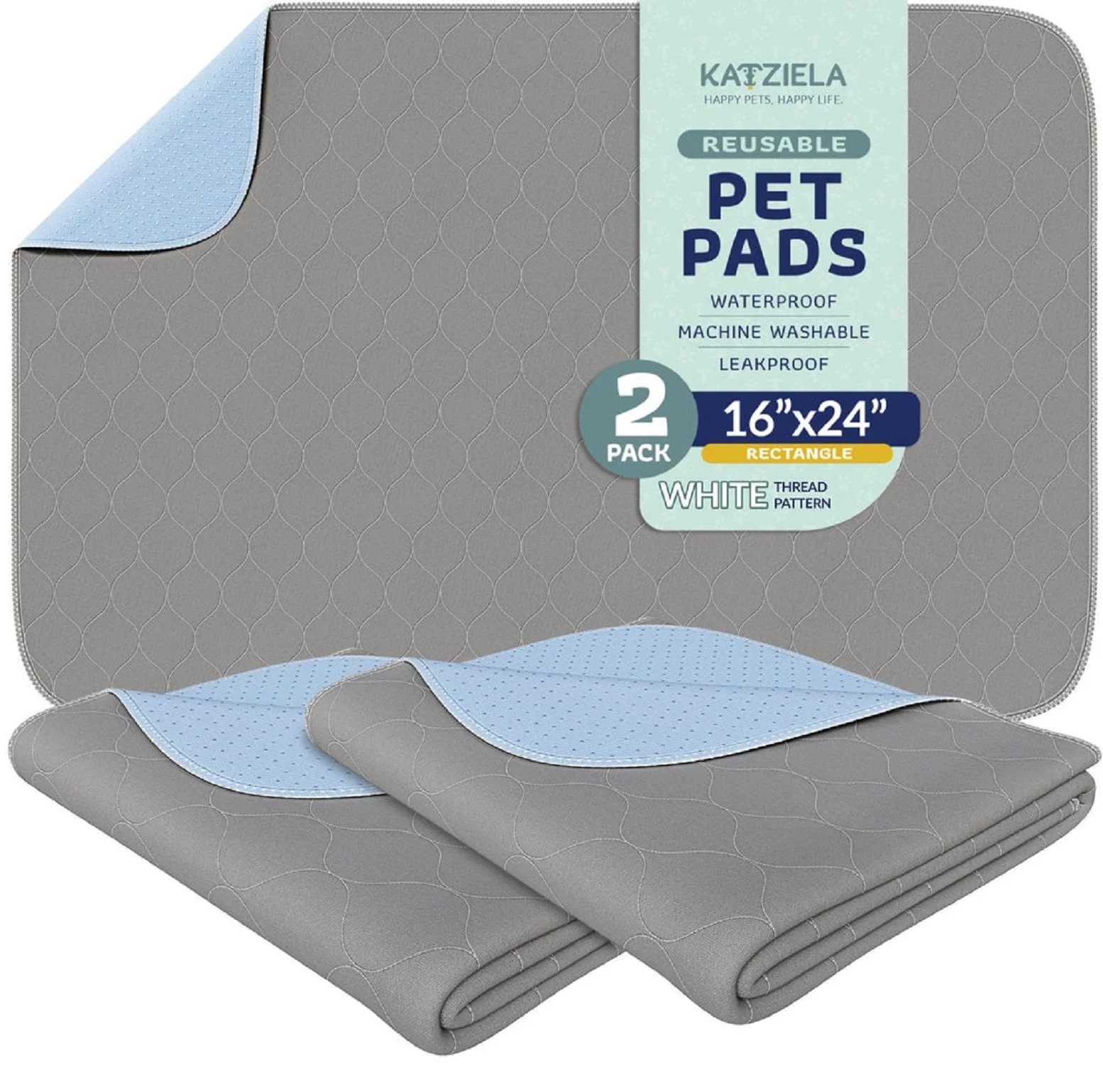 Katziela Washable Pee Pads, Waterproof Reusable Dog Pads for Potty Train... - £30.32 GBP