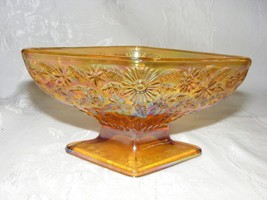 Vintage Carnival Glass Goldtone Pineapple Floral Footed Compote Nut Dish... - $460.95 MXN