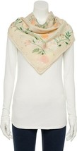 Women&#39;s LC Lauren Conrad Floral peach Square Scarf with foil. M-104 - $18.69