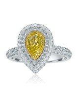 GIA 1.81 CT Fancy Intense Yellow Pear Cut Diamond Engagement Ring 18k Wh... - €6.453,16 EUR