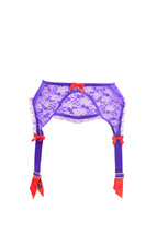 Agent Provocateur Womens Suspenders Mesh Elegant Wide Ribbon Purple Size S - £75.32 GBP