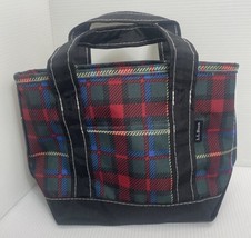 LL Bean Mini Tote Lunch Cosmetic Bag With Zipper Closure Plaid - $18.69