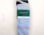 GOLDTOE Clubhouse 3 Pack Stripe Crew Coolmax Blue Beige New - £14.78 GBP
