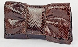 Susan Gail Snakeskin Clutch Purse Brown Bow Front Bellido Made Spain Excellent - £35.45 GBP
