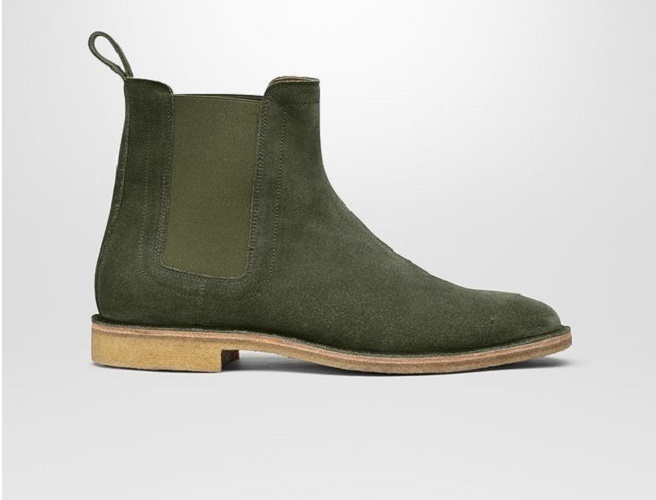 New Men's Handmade Green Color Chelsea Dress Boots, Suede Ankle High Boots