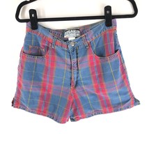 Breaker Jeans Womens Vintage Y2K Shorts Denim Plaid High Waist Blue Red Size 7 - £23.08 GBP