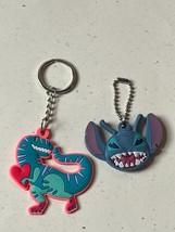 Lot of Disney Lilo &amp; Stitch &amp; Pink &amp; Green T-Rex w Heart Rubber Key Chai... - £7.56 GBP