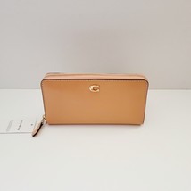 Coach CH801 Refined Calf Leather Accordion Zip Around Wallet Faded Orange Clutch - £93.58 GBP