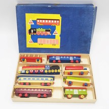 Toia Wood Toy Train 1950s Czechoslovakia 8 Pieces w/ Box - £38.93 GBP