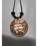 Large Bible Loved You with an Everlasting Love necklace 20”  copper/ Sil... - $34.62 CAD