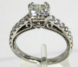 1 CTW Princess Moissanite Ring 14K White Gold Plated Antique Engagement Ring - £80.91 GBP