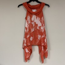 Max Studio Tropical Boho Orange Palm Tank Top Blouse Womens XL Cami Shirt  - $34.65