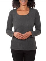 Mario Serrani Womens Top Gray Grey Knit Scoop Neck Long Sleeves Soft Rel... - $36.99