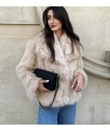 Women Fashion Cropped Faux Fur Jacket Coat Long Sleeve Front Snap-button... - $60.00