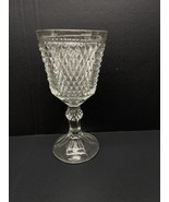 Large 11” Indiana Glass Clear Diamond Point Chalice Goblet Compote  Cand... - $34.99