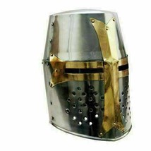 Medieval Knights Helm Armor Crusader Knight Templar Helmet w/ Mason Bras... - £111.71 GBP