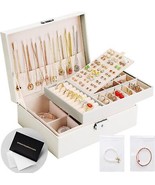 Jewelry Box Organizer for Women Girls 2 Layer Leather Travel Jewelry Sto... - £31.64 GBP