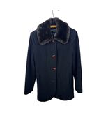 Vintage Albert Nippon Black Wool Blend Fur Collar Coat Womens M Button Up - $60.00