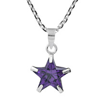Wish Upon a Star 10mm Purple Cubic Zirconia .925 Sterling Silver Necklace - £11.06 GBP