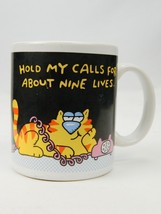 Vintage Cat Coffee Mug Humorous Hold my Calls for about Nine Lives Hallmark Cup - £22.06 GBP