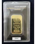 Gold Bar 31.10 Grams Argor Heraeus 1 Ounce Fine Gold 999.9 In Sealed Assay - $3,100.00