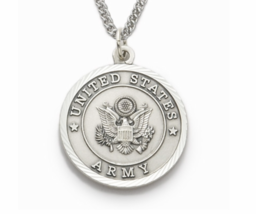 Sterling Silver Army Medal St. Michael On Back Necklace And Chain - £118.51 GBP