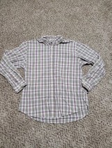 Basic Editions Men&#39;s Large Gray Brown Stripe Long Sleeve Button Down Shirt - $6.99