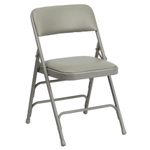 HERCULES Series Curved Triple Braced Gray Vinyl Metal Folding Chair - $1,705.67 MXN