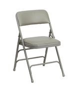 HERCULES Series Curved Triple Braced Gray Vinyl Metal Folding Chair - $127.80 CAD